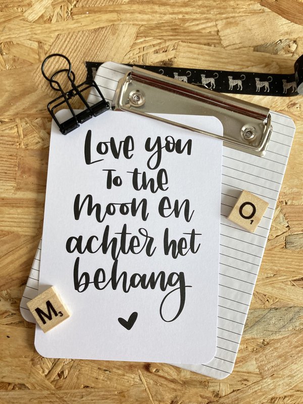 Kort Elsker dig til månen og bag tapetet