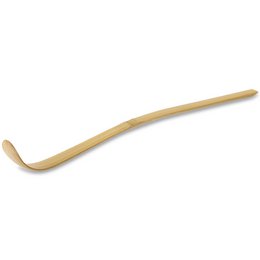 Bamboo matcha spoon for preparing and serving matcha tea. Elongated, curved shape for efficient mixing and scooping. Natural, sustainable bamboo material.