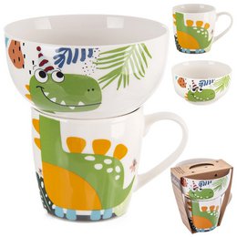 Kids Becher mit Schüssel Porzellan Dinosaurier 2 PCs