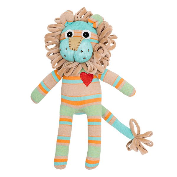 Peluche calcetín león rayas beige/verde