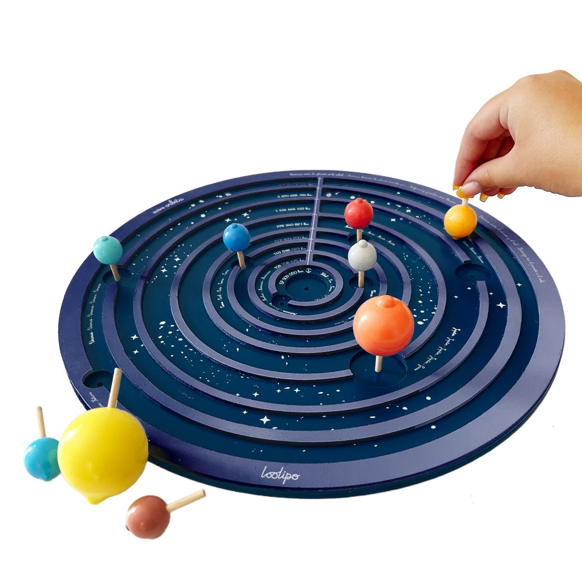 Mi bandeja del sistema solar - Astro orbita - ⌀ 35 cm - 1 bandeja + 10 tarjetas informativas + 9 Toupies - colores a juego