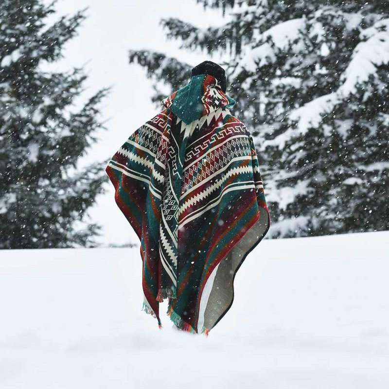Poncho in alpaca colorato - Prodotto in Ecuador
