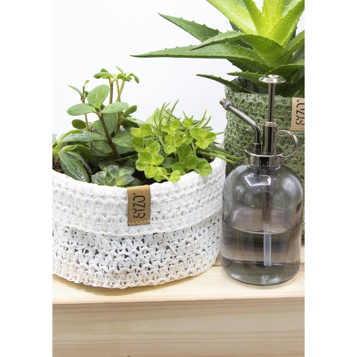 SIZO Knitted Paper Bag Olive with waterproof biodegradable liner
