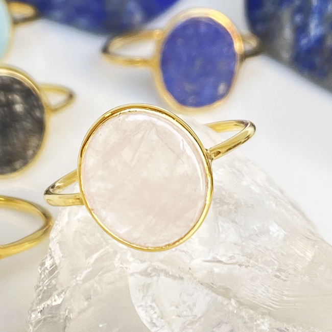 Doré base argent Quartz rose 52