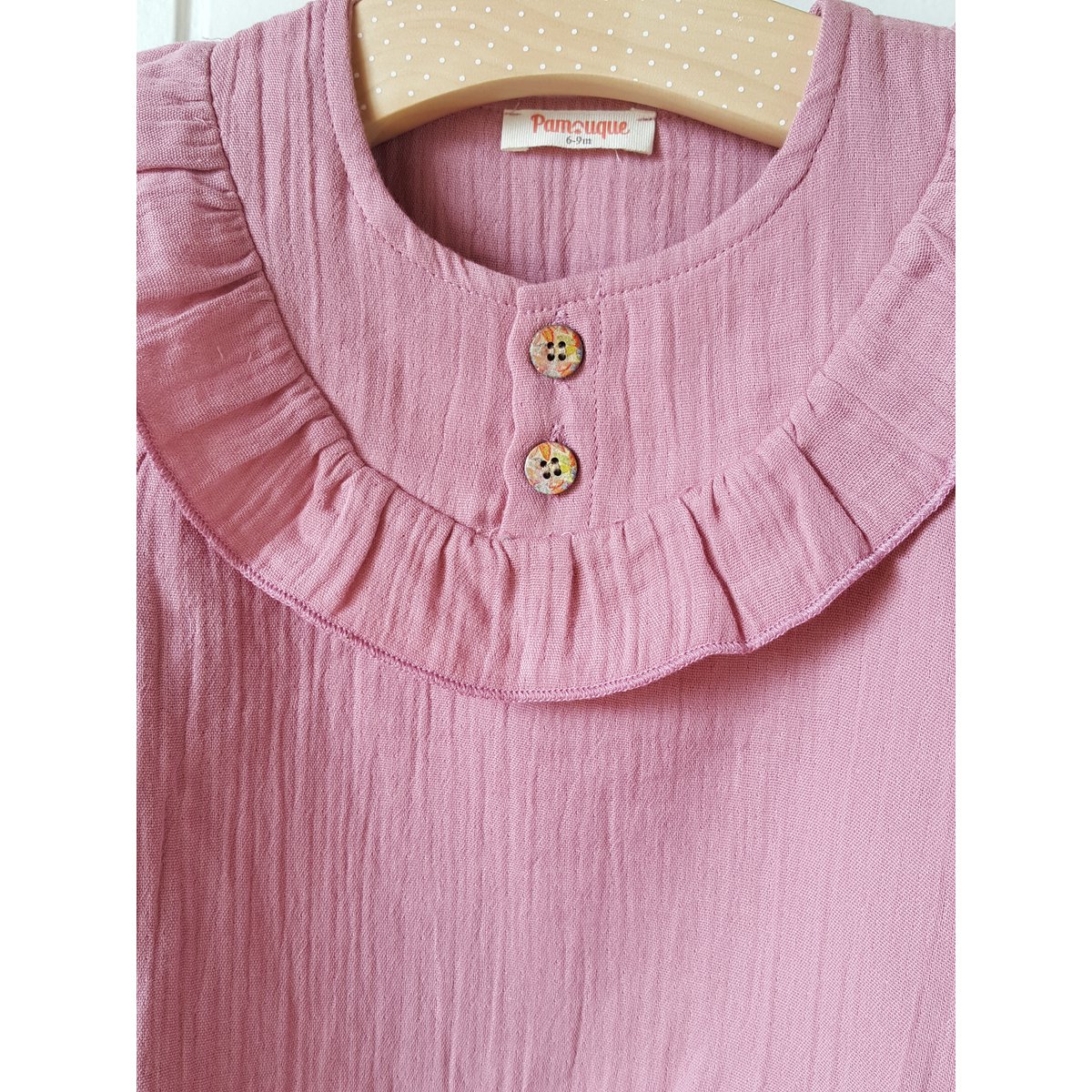 Blusa bebé niña rosa oscuro / 100% Algodón orgánico doble gasa