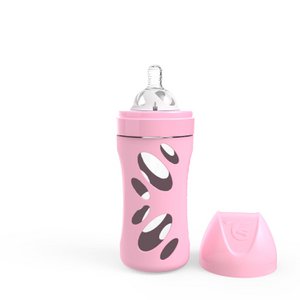 Anti-Kolik-Glasflasche 260 ml in Pastellrosa