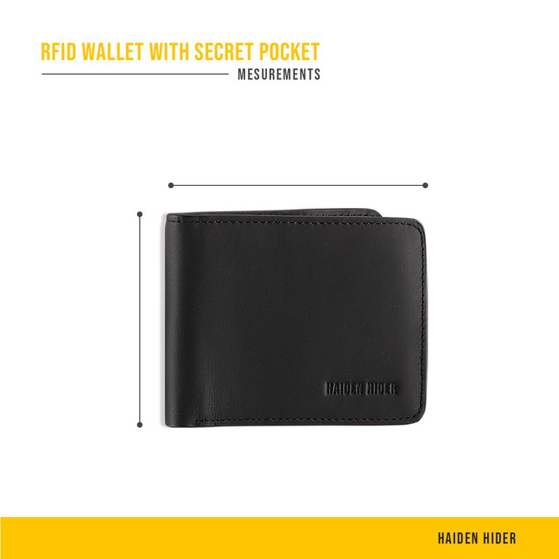 Portfel RFID i NFC - Czarny skórzany portfel antypoślizgowy - 9 kart - Prezent dla mężczyzn - Billfold