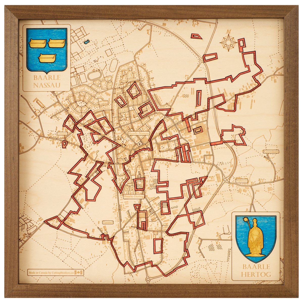 BAARLE NASSAU - Mappa 3D da parete in legno - versione S