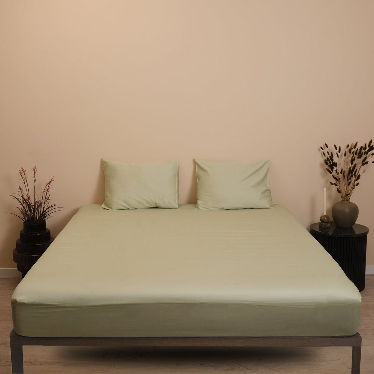 Drap-housse - Satin de coton 400 fils au pouce - Paix de menthe