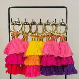 Luna -Leena Keychain Quasten gelb - Bag Charme - Bio -Baumwolle - handgefertigt in Nepal - Bag Hanger