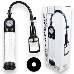 Bossoftoys - 60-00011 - Accu meter Pump - Penispump with hand grip - Vacuum pump with pressure meter - Big size box 32 cm - dia box 6,9 cm - Colour box