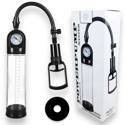 Bossoftoys - 60-00011 - ACCU -Messpumpe - Penispump mit Handgriff - Vakuumpumpe mit Druckmesser - große Größe 32 cm - Durchmesser 6,9 cm - Farbbox