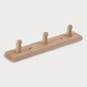 Garderobenleiste 3 Knöpfe aus Holz 26cm
