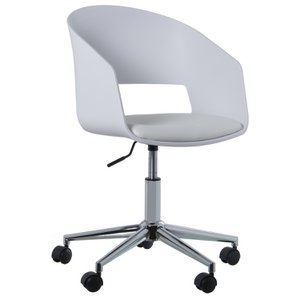 WHITE PP CHAIR WITH WHEELS, SWIVEL, ADJUSTABLE HEIGHT 62X62X77/87CM, HEIGHT:40/50 LL83839