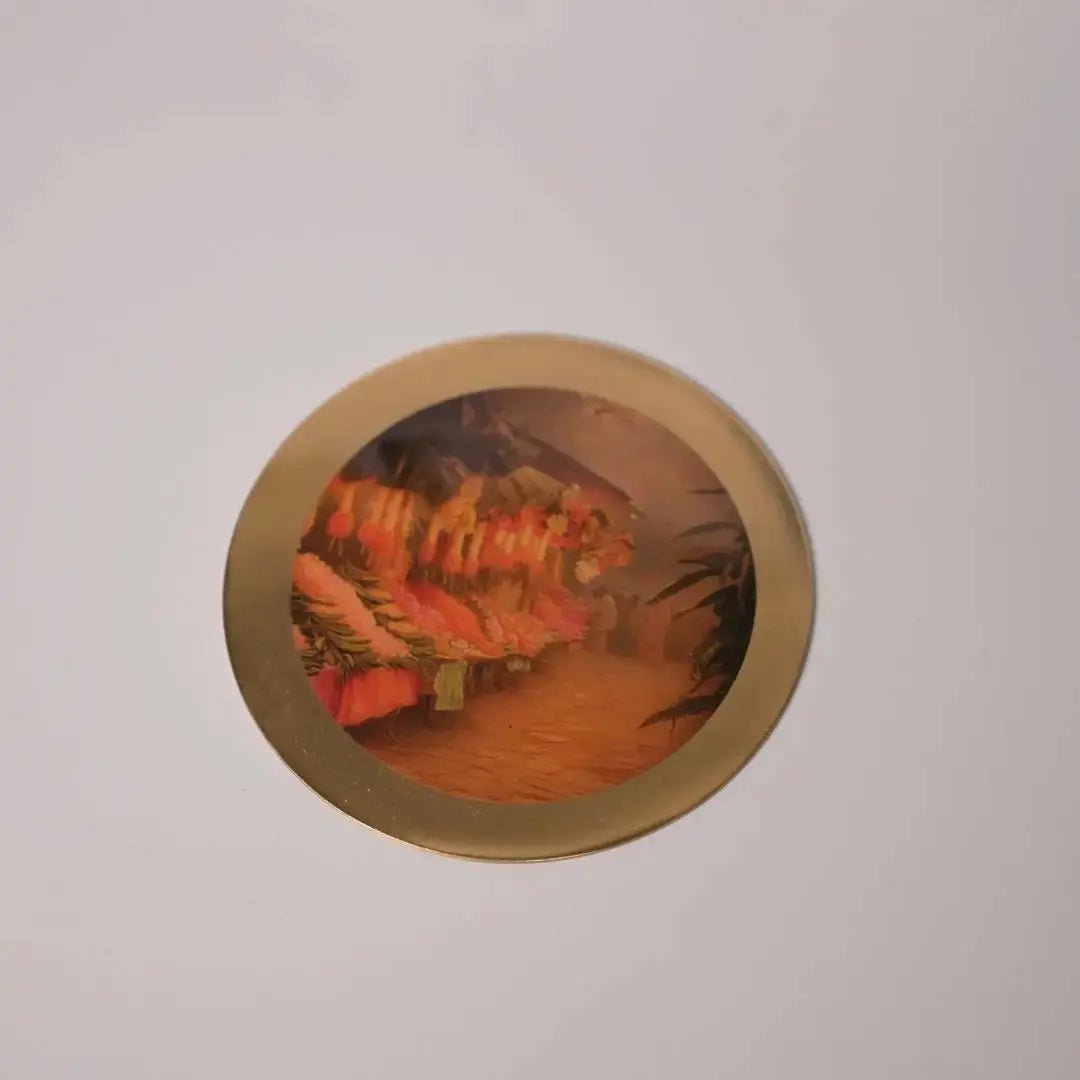 Coasters | Pure Brass Beverage Flower Market Art | Set of 4