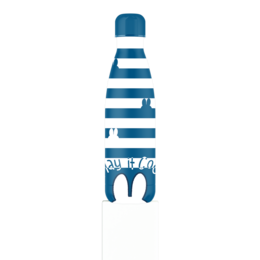  Blue and white striped water bottle with Miffy rabbit character design, 500ml kids bottle