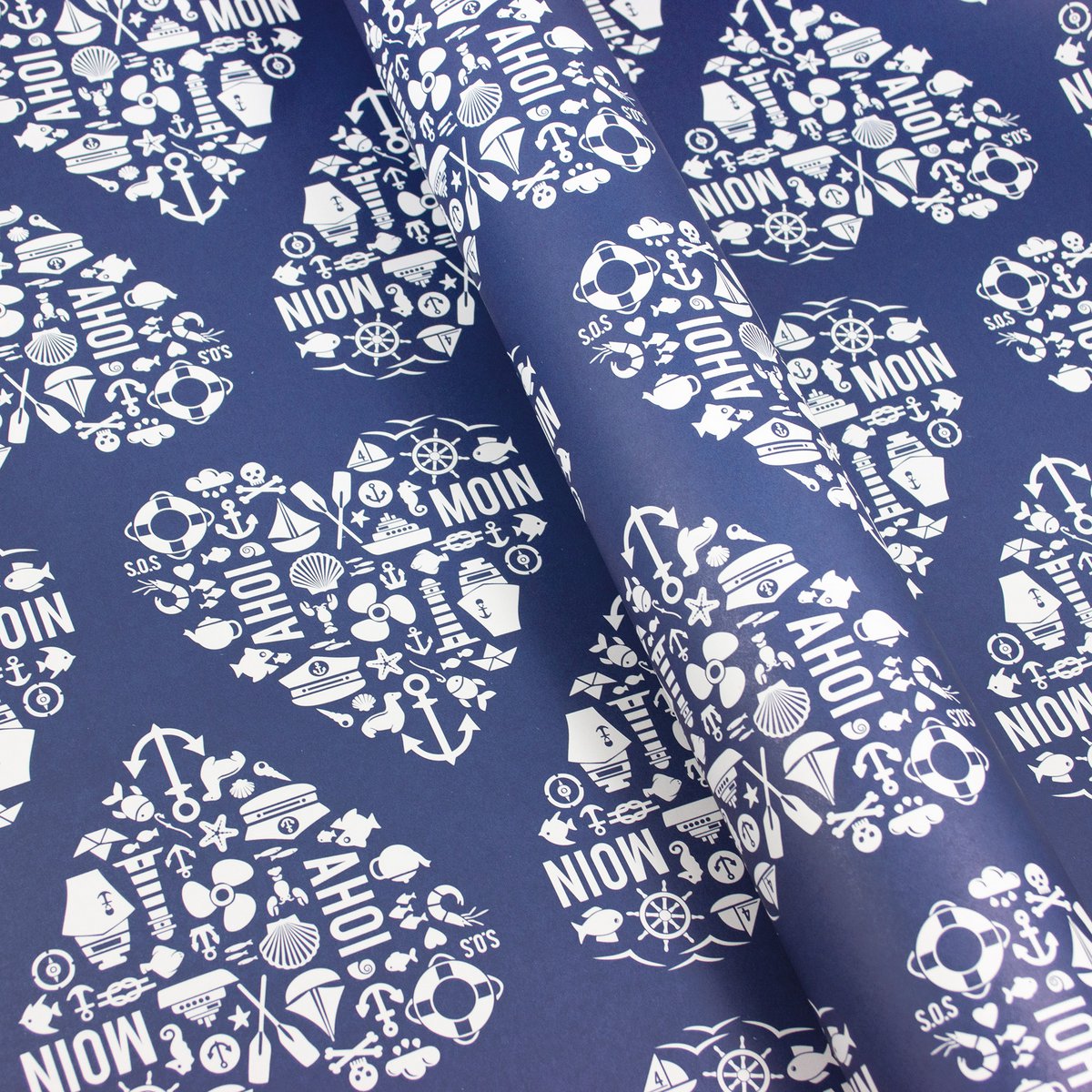 Maritiem inpakpapier Nordic by Heart gemaakt van gerecycled papier