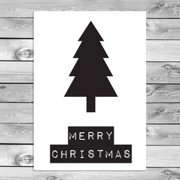Feliz Navidad - Árbol de Navidad - Cartel de Navidad - Cartel de texto - Blanco negro Póster