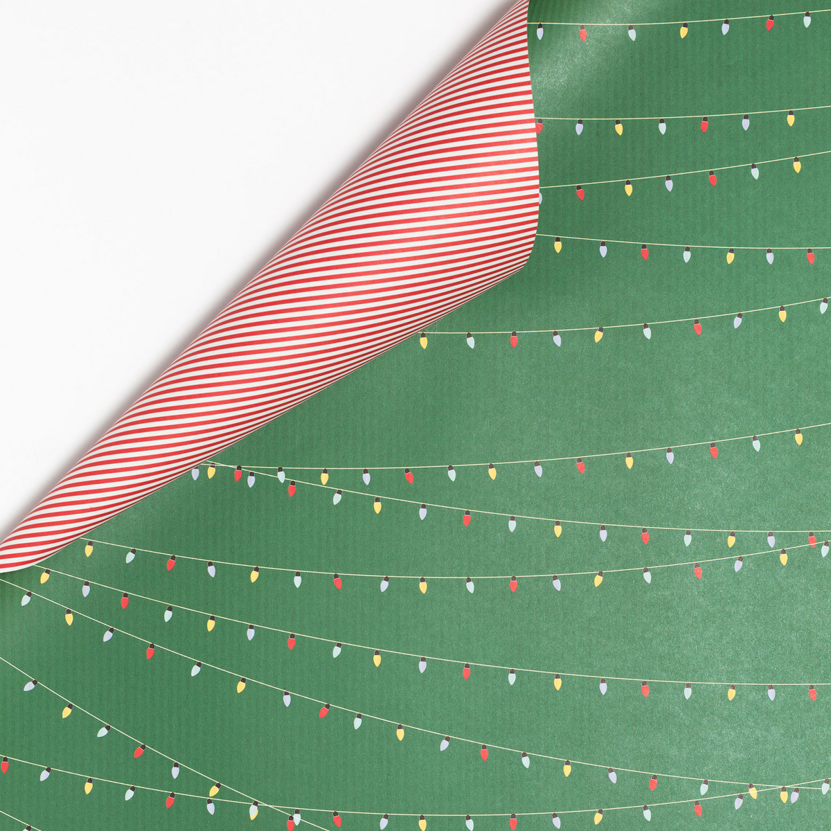 Sustainable Christmas wrapping paper green and red, green wrapping paper fairy lights - double-sided wrapping paper made from 100% recycled paper