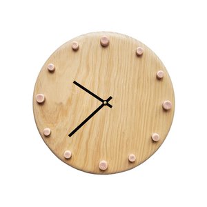Handgemaakte Wandklok Hout & Keramiek - ⌀29cm | Roze