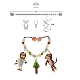 Crochet pram chain Safari 2: Monkey & Lion