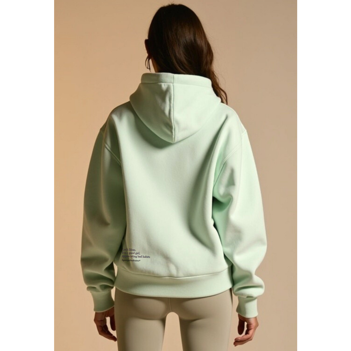 Hoodie mit Reißverschluss "GGBH" - Beige