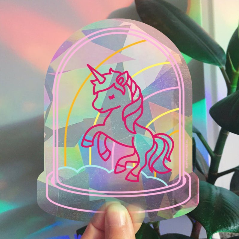 Rainbowmaker vinduesmærkat / kort - Enhjørning