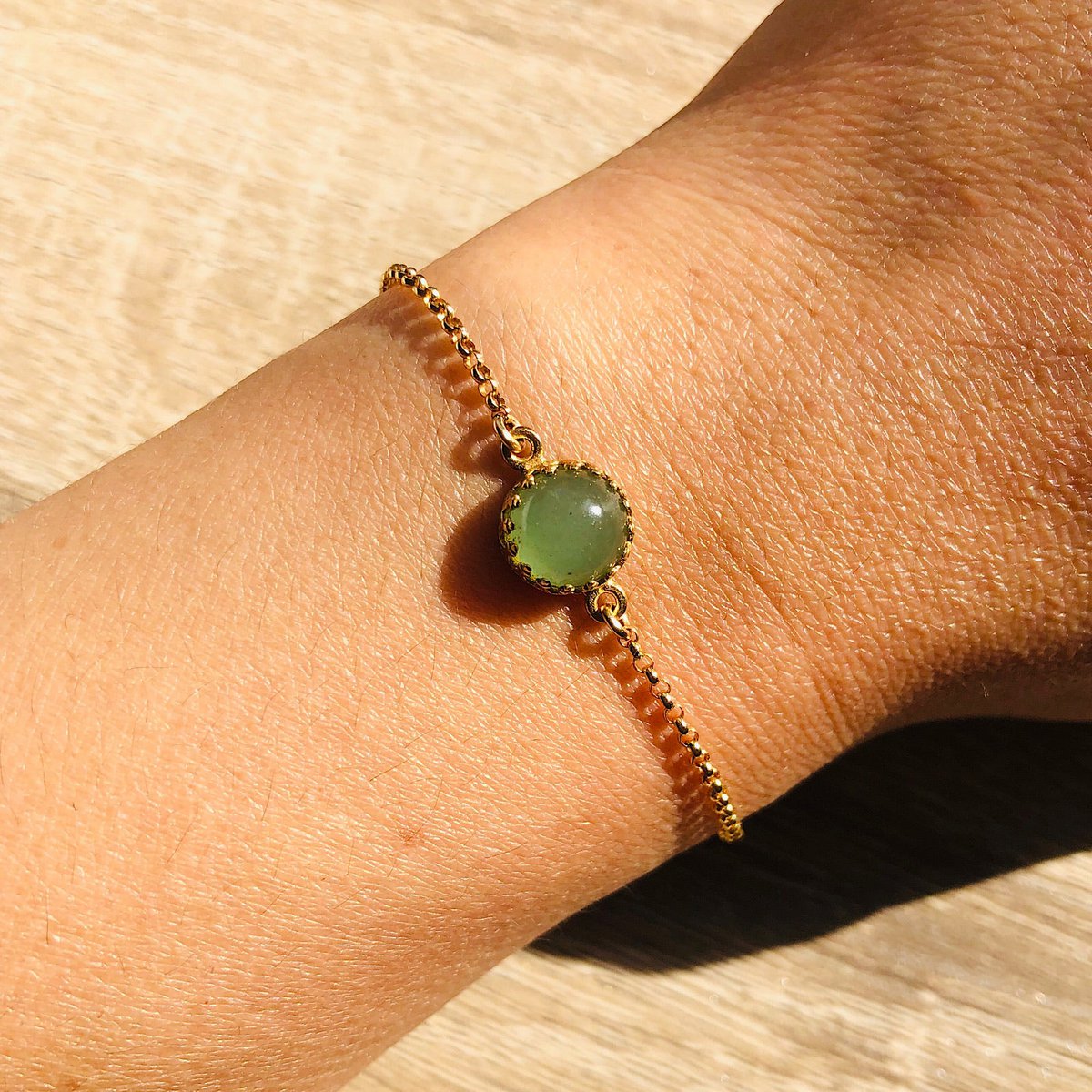 Pulsera de piedra natural Margaux plata dorada