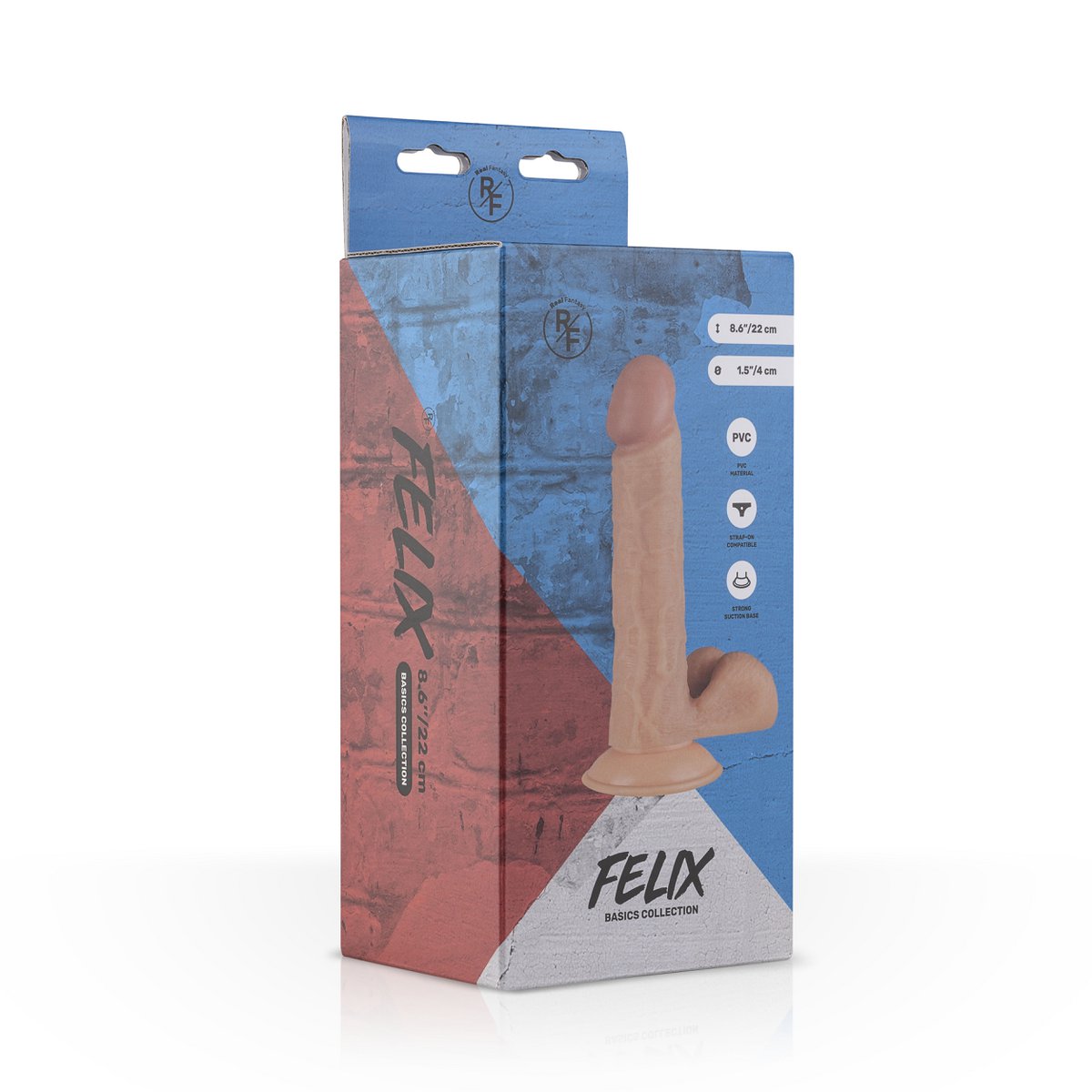 Real Fantasy - Felix Realistyczne Dildo Z Worek na Piłki - 17,5 cm