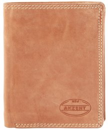 Accent portemonnee van echt leer, lichtbruin