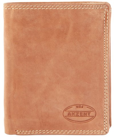 Accent portemonnee van echt leer, lichtbruin