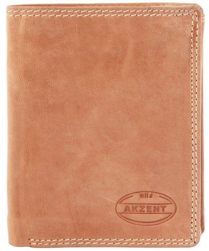 Accent portemonnee van echt leer, lichtbruin