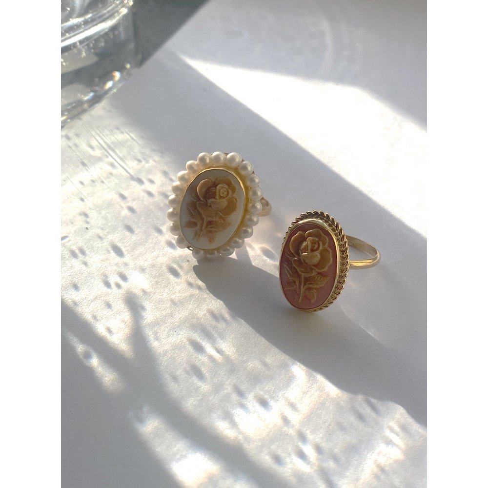 Rose Cameo Ring met parels
