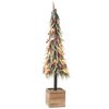 J-Line decoratie kerstboom Sneeuw - kunststof - groen/rood - XL - LED