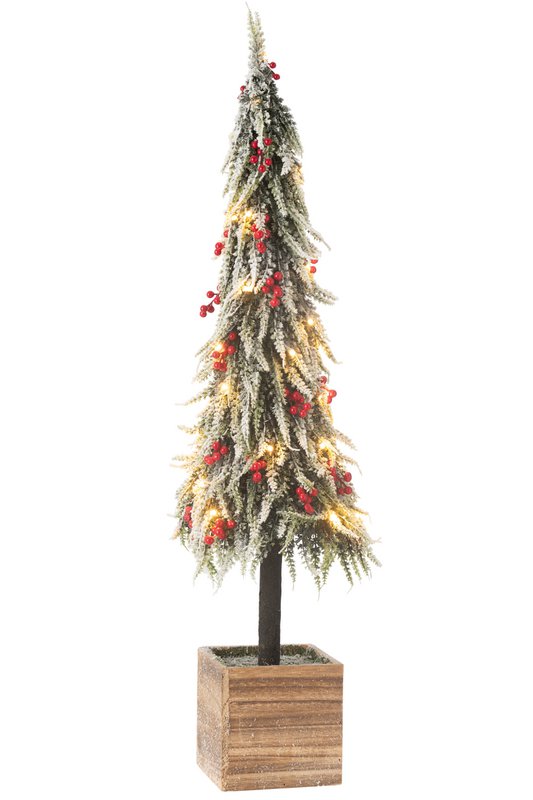 Decorazione albero di Natale J-Line Neve - plastica - verde/rosso - XL - LED