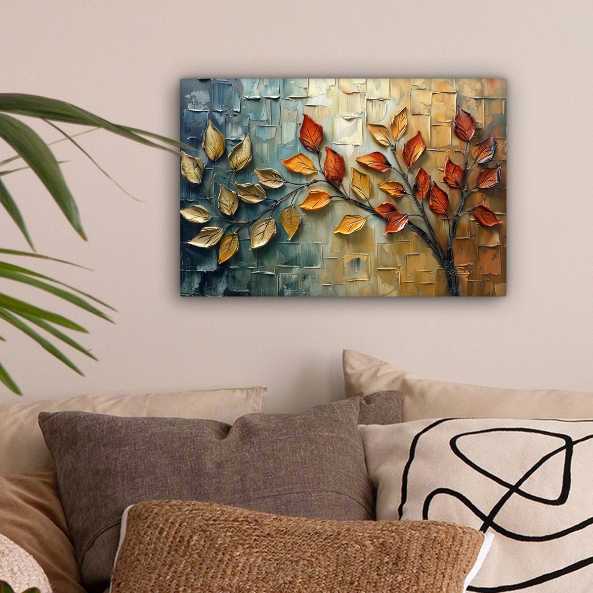 Canvas schilderij  - Wanddecoratie Boom - Abstract - Natuur - Kunst - Muurdecoratie woonkamer - Kamer decoratie modern - Abstracte schilderijen