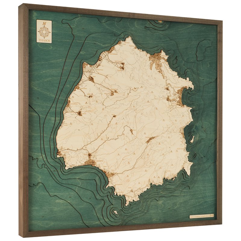 THASOS - 3D wooden wall map - version L