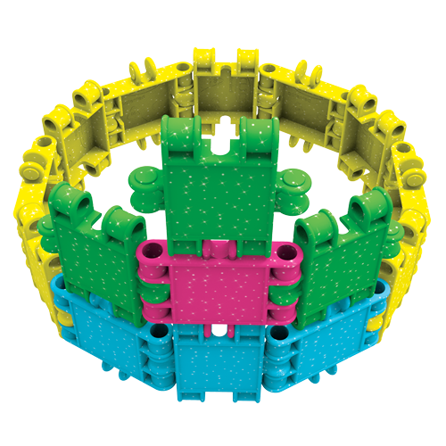 Clics building blocks– DURABLE TOYS made of RECYCLED PLASTIC (Made in Belgium)- Glitter building set 8 in 1