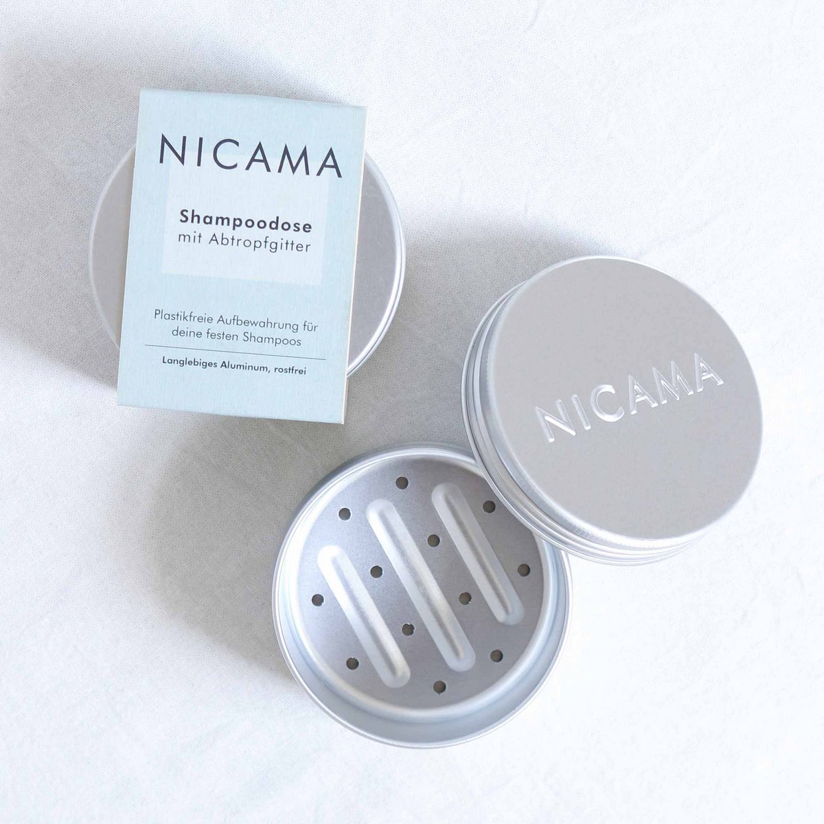 NICAMA Shampoodose mit Abtropfgitter