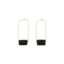 Boucles d'oreilles rectangle en or - Perle noire