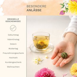 ErblühTea geschenkdoos in modern bloemmotief - witte thee-editie (6 verschillende soorten)