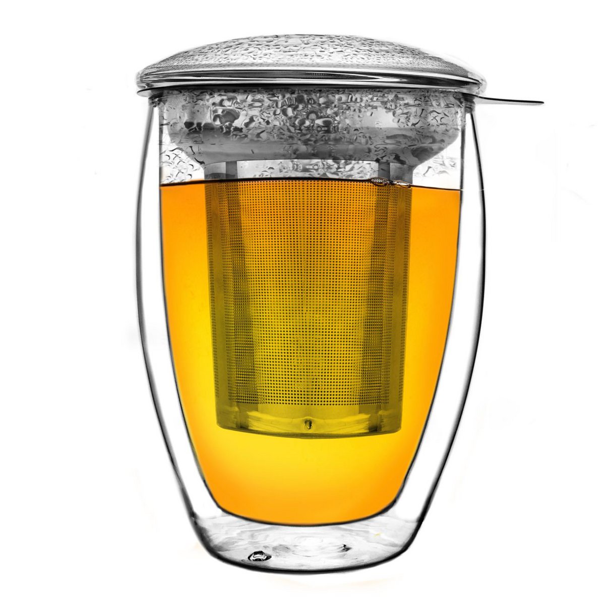 Creano Doppelwand-Teeglas mit Filter und Deckel 400ml