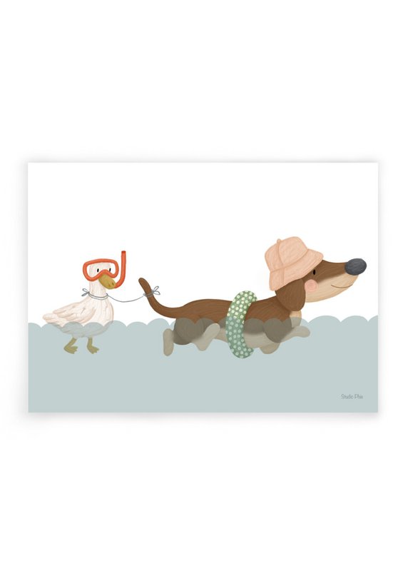 A4 print 'svømmende gravhund'