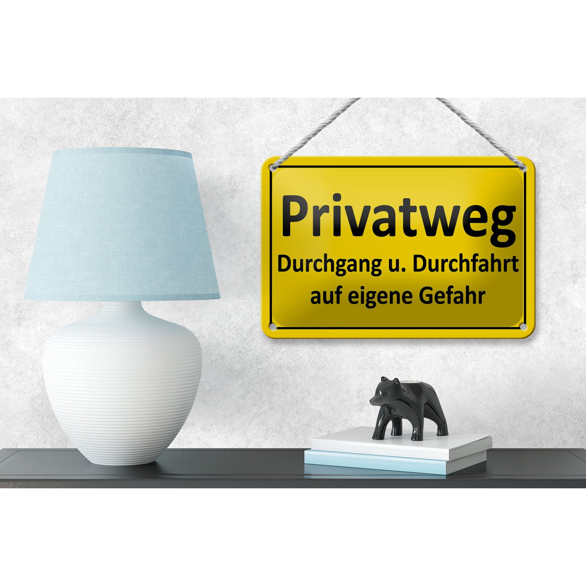 Tin sign note 18x12cm private path yellow decoration