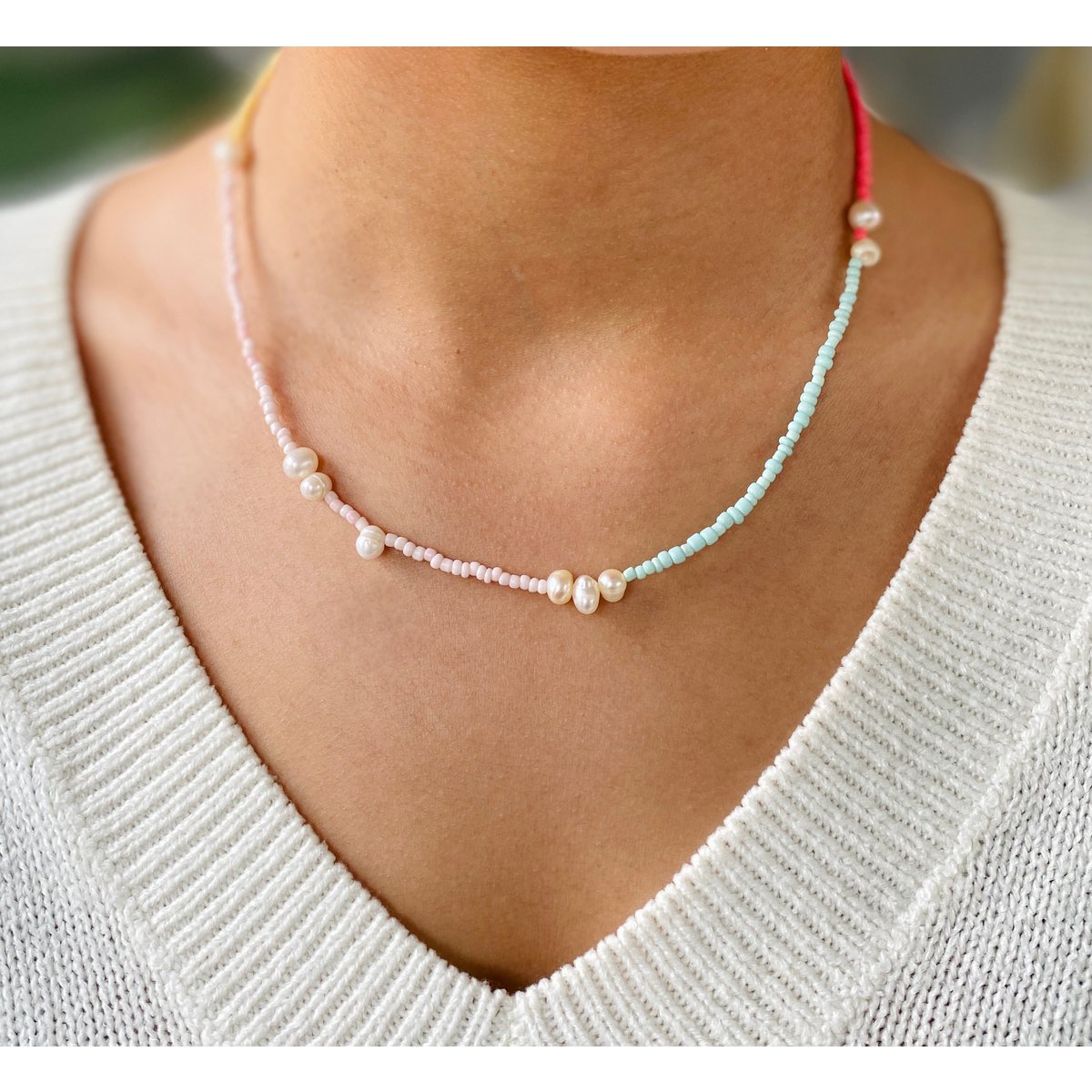 Collar estilo boho con perlas de agua dulce surtido