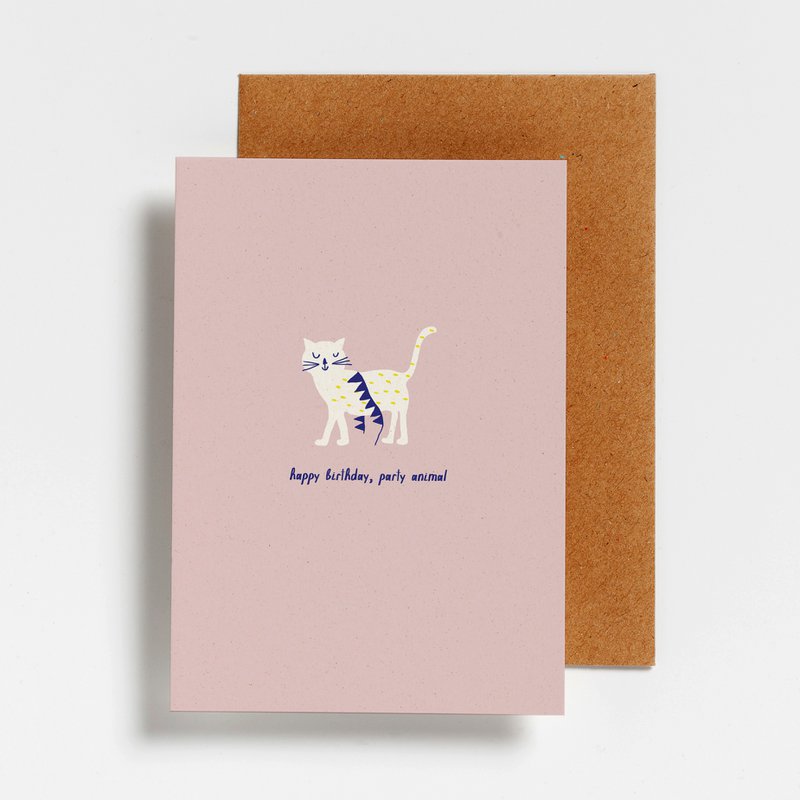 POSTCARD - HAPPY BIRTHDAY PARTY ANIMAL CAT