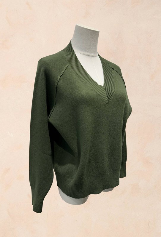 Jersey punto canalé manga larga cuello pico - Viscosa - 1336