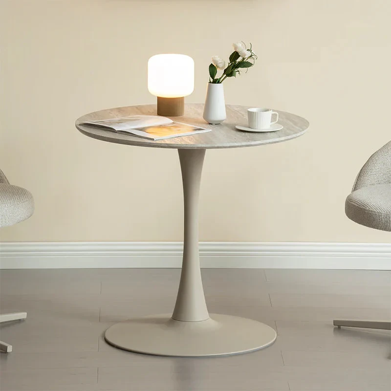 Tiana Round Dining Table [Travertine] [80 cm]