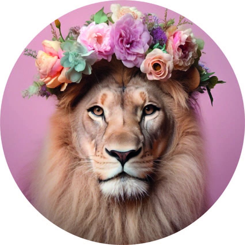 Vægcirkel Pink Lion