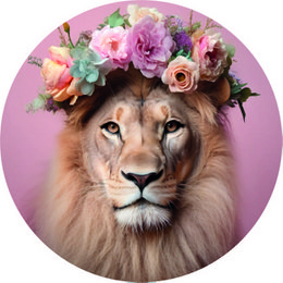 Vægcirkel Pink Lion